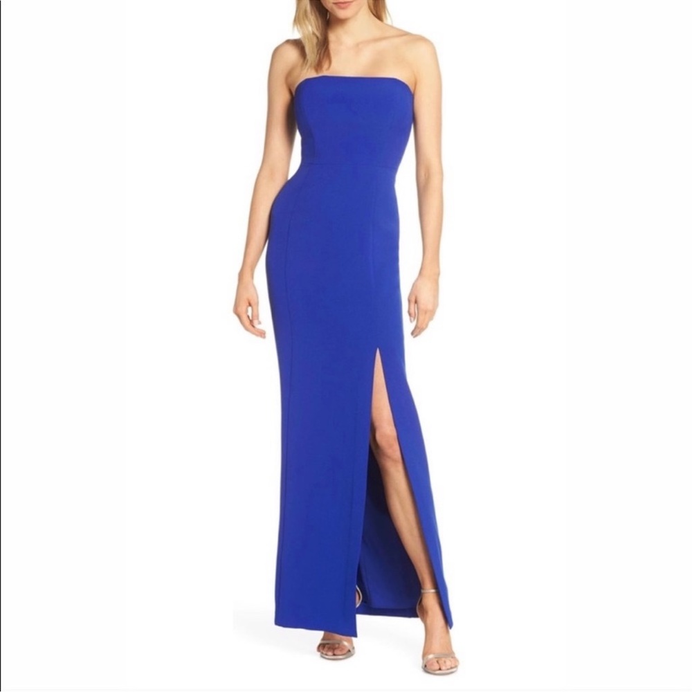 Eliza J Strapless Blue Dress